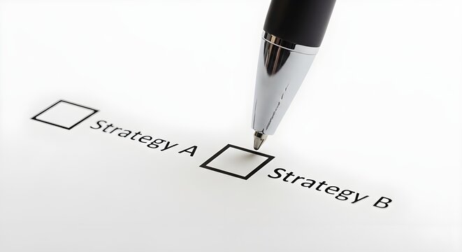 Business strategy concept with pen choosing Strategy B