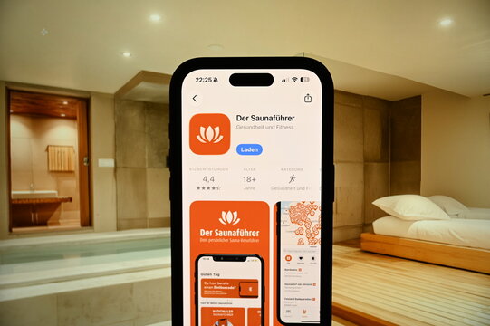 Germany - May 4,2026: Der Saunaf&uuml;hrer App on phone