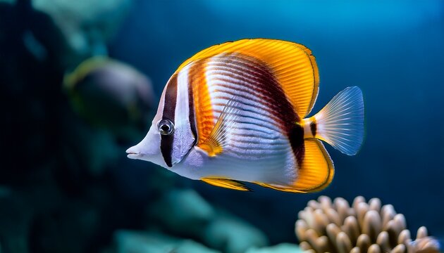 the copperband butterflyfish chelmon rostratus also known as the beaked coral fish