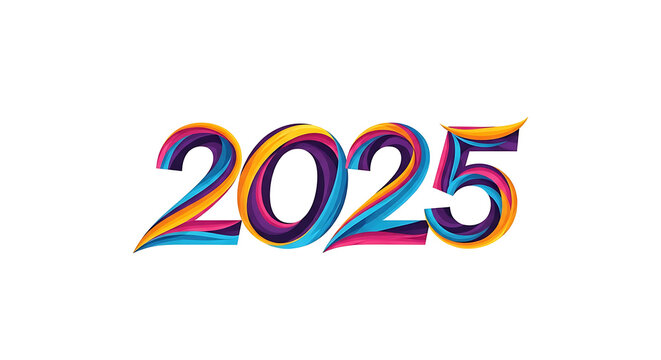 Colorful 2025 text with rainbow gradient effect
