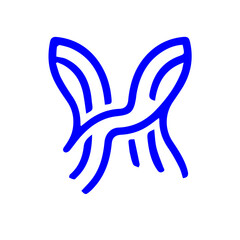 Fototapeta premium Blue butterfly icon, vector illustration, simple design, minimalist symbol