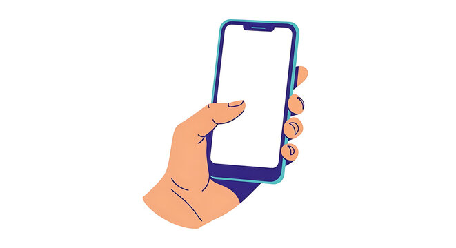 Hand holding smartphone with map location pin flat