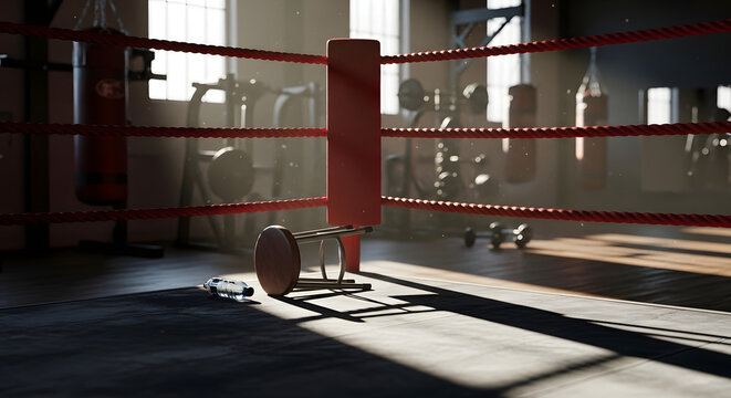 Boxing Ring with Red Ropes 1.