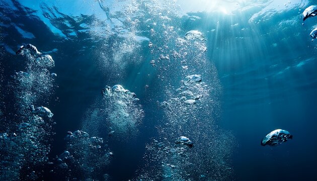air bubbles underwater background diving in the sea