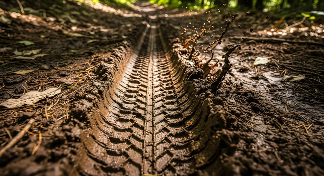 Closeup of dirty tire tread.