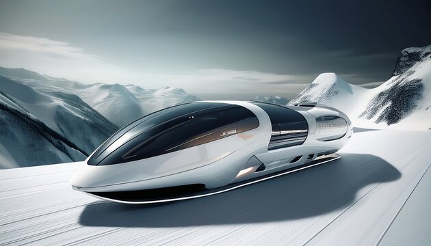 white futuristic bobsled side profile photo