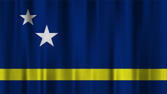 Curacao Flag Animation With Fabric Texture