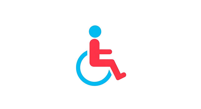 Red and blue circular arrow with a blue dot, style circle