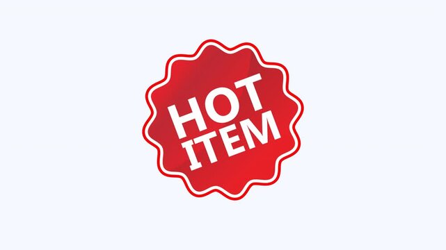 Red starburst sticker saying hot item for sales. Ideal for promotional materials, product packaging, e commerce product listings, and advertising campaigns.