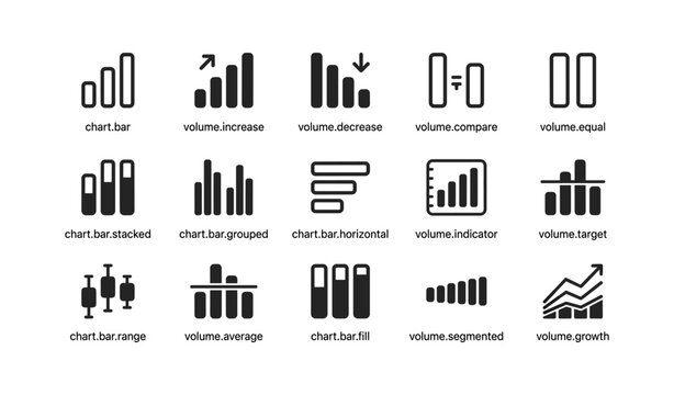 Bar chart icons displayed in grid on white background