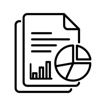 Business financial report icon with data charts and documents document business analytics statistics illustration