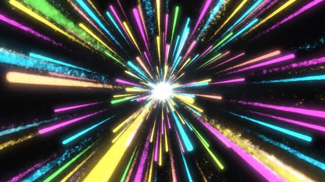 Vibrant colorful fireworks explosion with bright streaks radiating outward