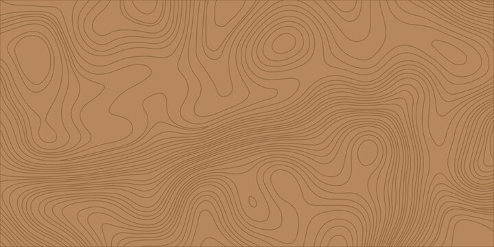 Brown topographic map background with minimalist organic contour line pattern. professional vector-style background featuring brown topographic contour lines on a light tan base. 