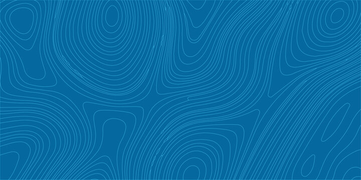 Blue Topographic Map Background with Elegant Contour Lines, Abstract Geographic Vector Pattern for Minimalist Design