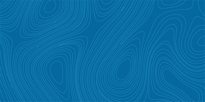 Blue Topographic Map Background with Elegant Contour Lines, Abstract Geographic Vector Pattern for Minimalist Design