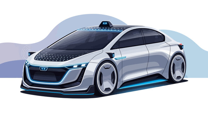 Futuristic autonomous car with sleek design and advanced technology, showcasing innovation in transportation