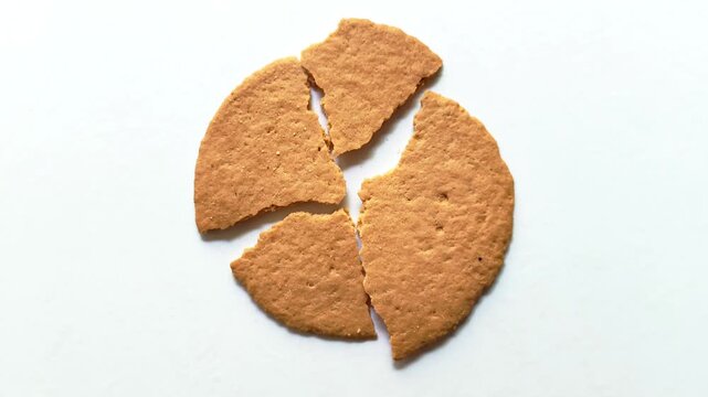 Broken guatemalan champurrada tostada sweet bread pieces isolated on white background