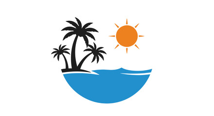 Obraz premium Tropical island getaway with palm trees.