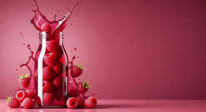 Strawberry splash mockup vibrant juice bottle design presentation for branding