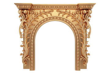 Naklejka premium Ornate golden fireplace mantel with floral carvings