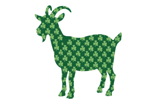 Stylish green goat with shamrock pattern