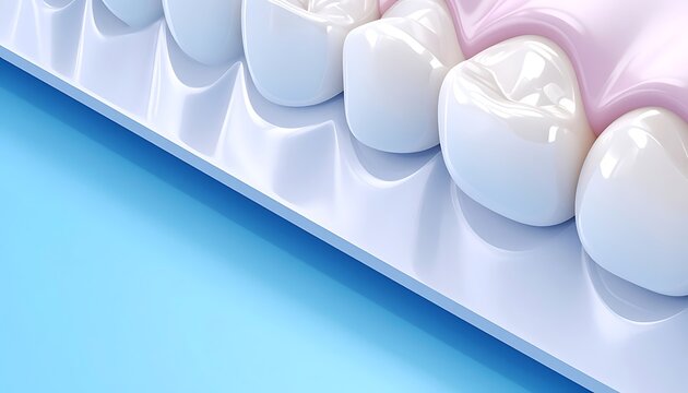 Close-up of healthy white teeth and pink gums in a clean, bright dental setting, concept for oral hygiene and dental care, perfect for medical websites