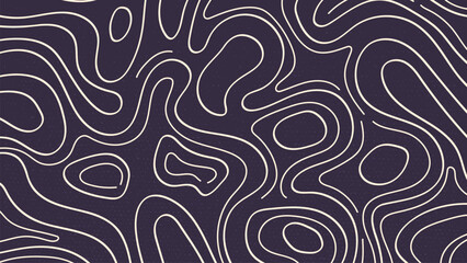 Fototapeta premium Modern abstract background featuring beige topographic wavy lines and a subtle grunge texture on a minimalist dark purple and gray backdrop.