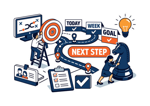 Business strategy and planning for achieving goals and next steps