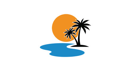 Fototapeta premium Tropical island scene with palm trees.