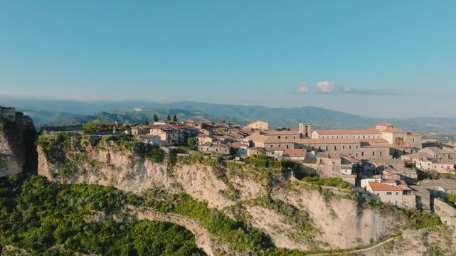 Gerace medieval vintage town on the hill near the Mediterranean sea in Calabria