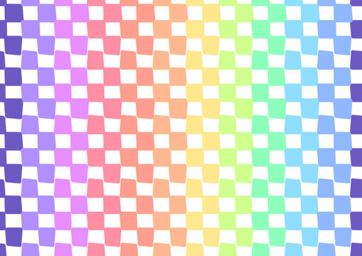 Retro pastel rainbow gingham pattern