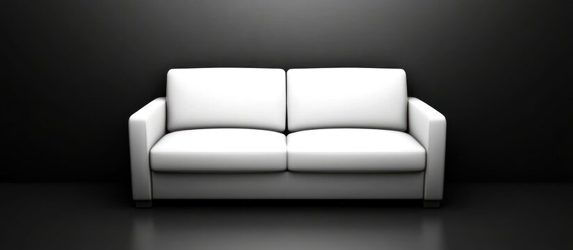 Empty white couch in dark room