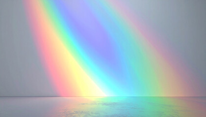 Naklejka premium Chromatic Radiance: A vibrant rainbow bursts forth, its spectrum of colors illuminating the space, evoking feelings of serenity and optimism. 