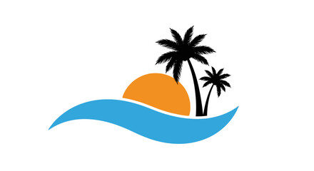Obraz premium Tropical island beach vacation travel logo.