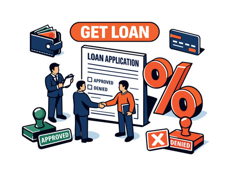 Loan application approved after handshake and document review by professionals
