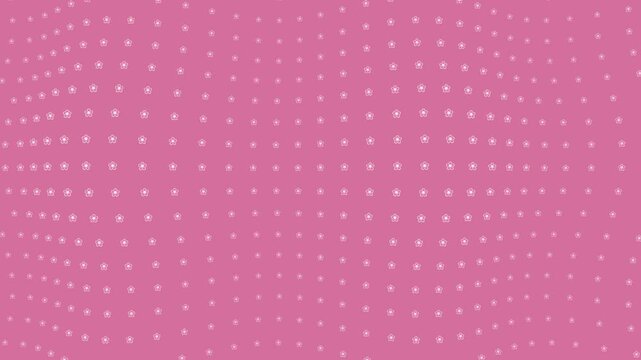 Abstract Pink Background with Cute White Flower Pattern, Wavy Grid of Daisy Flowers, Floral Dot Animation Motion Graphics Seamless Loop, 4K