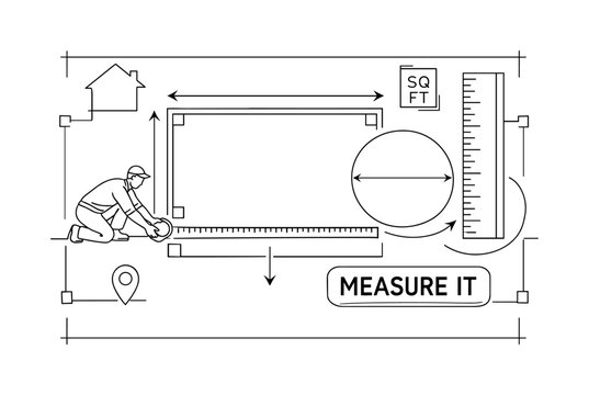 Measuring area and dimensions for construction and home improvement projects
