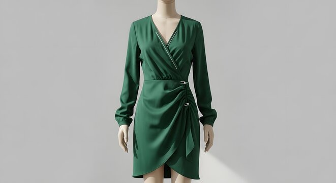 Wrap dress with adjustable fit system and minimalist closure for a modern adaptable fashion item