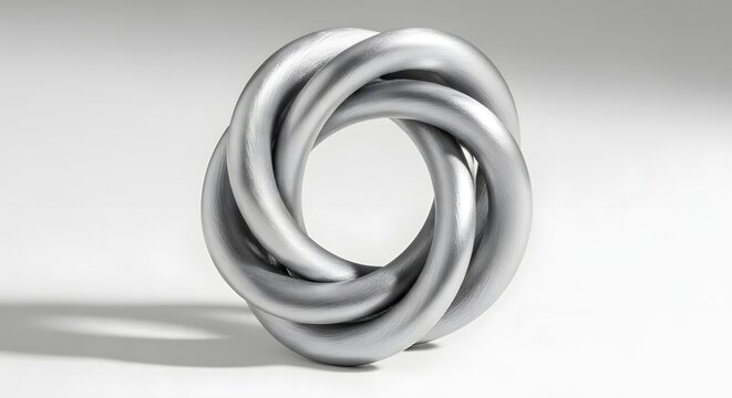 Scarf ring with twisted architectural form and brushed silver finish for an elegant styling accessory