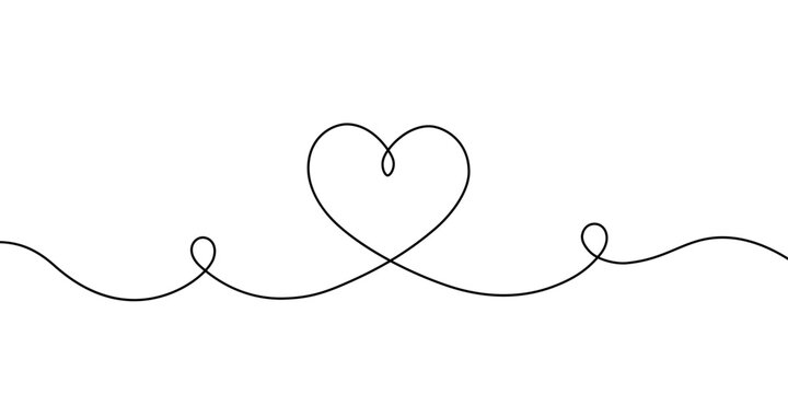 Heart hand draw. Hearts continuous line drawing. Single contour heart for love design. Single lineart sketch heart. Symbol love. Hearth oneline sign isolated on white background. Vector illustration
