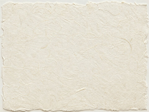 Natural handmade paper texture with deckled edges soft fibers and warm cream surface for background material craft projects invitations packaging and minimalist stationery design layout