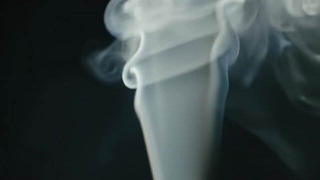Mesmerizing ethereal soft white and light grey smoke plumes slowly expanding, swirling, and dissipating against a deep black background, gently backlit, abstract mysterious visual effect.