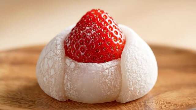Delicious Ichigo Daifuku - A Traditional Japanese Sweet with Fresh Strawberry and Mochi.