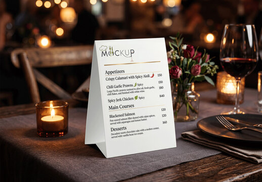 Restaurant Table Tent Menu Card Mockup