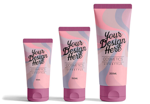 Three Squeeze Tubes Branding Packaging Mockup