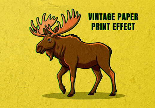 Vintage Paper Print Effect Mockup