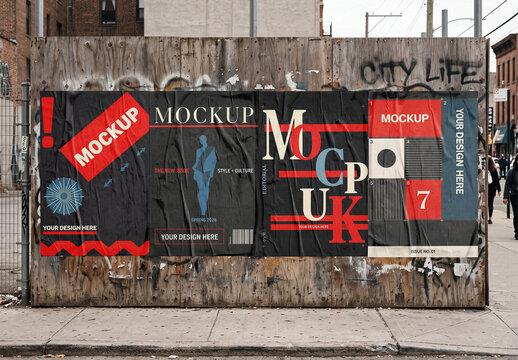 Wheatpaste Flyposter Posters Mockup