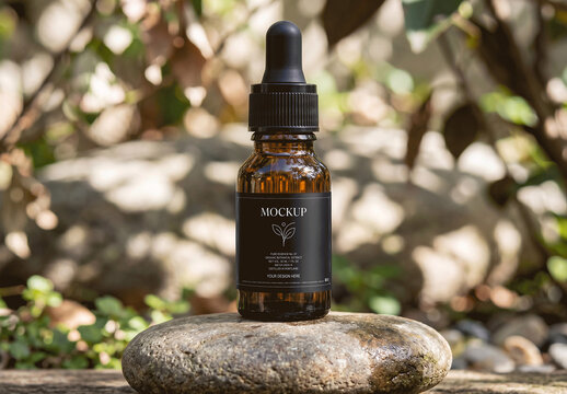 Amber Glass Dropper Bottle Mockup