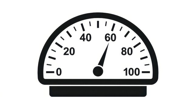 Speedometer icon simple black and white vector graphic for measuring speed isolated on white
