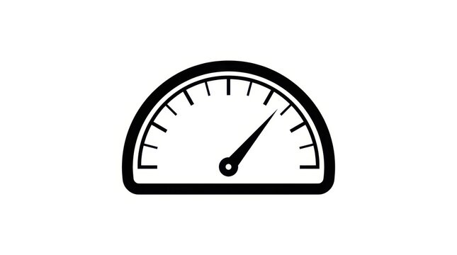 Speedometer icon simple black and white gauge for measuring speed or performance isolated on white b